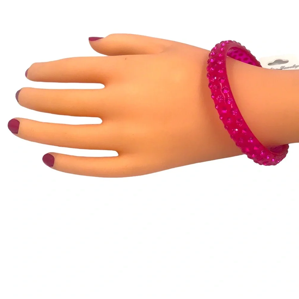 Various Colors Plastic Gem Stone Bangle Bracelets